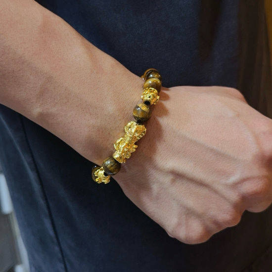 Chrome Hearts Vintage Tiger Eye Stone Beaded Bracelet