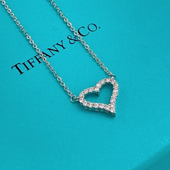 Tiffany & Co. Diamond Heart Pendant Necklace Silver