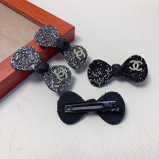 Chanel Sparkle Bow Rhinestone Hair Clips Set