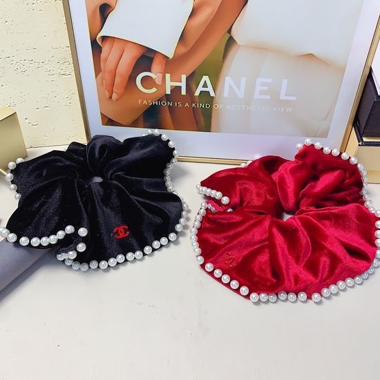 Chanel Soft Pearl Velvet Hair Scrunchie