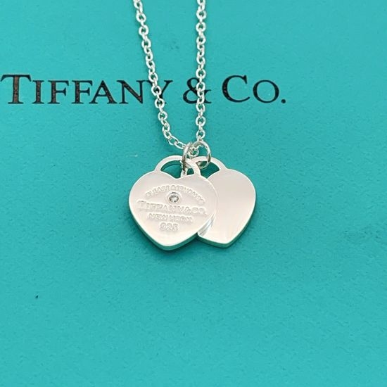 Tiffany & Co. Silver Double Heart Pendant Necklace
