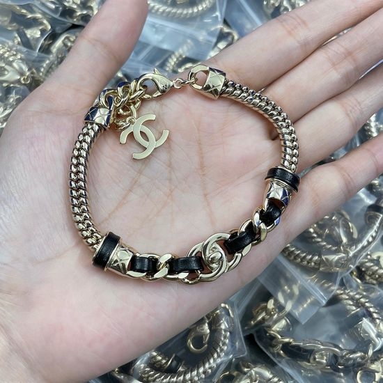 Chanel Bag Buckle Leather Cord Bracelet