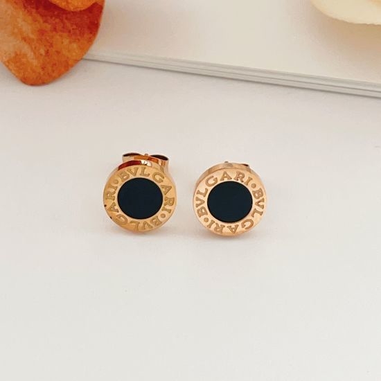 Bvlgari Rose Gold Ceramic Round Stud Earrings