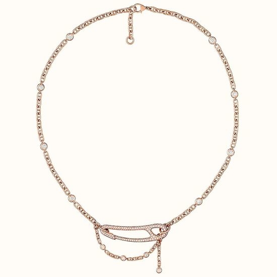 Hermes Delicate Heart Safety Pin Necklace