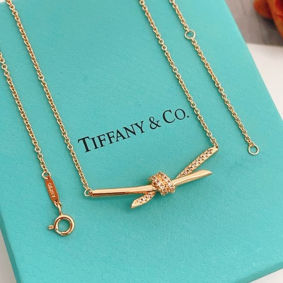 Fendi White Diamond Knot Rose Gold Necklace