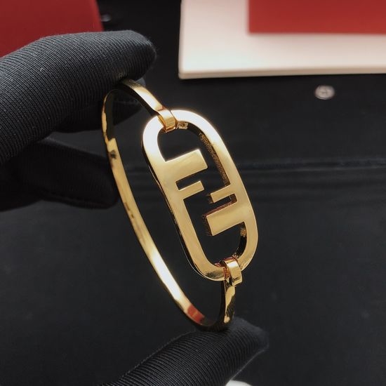 Fendi Sleek Brass Bangle