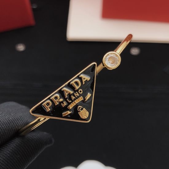 Prada Black Bangle Made of Brass Material