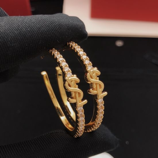 Yves Saint Laurent YSL Moon Round Drop Earrings Brass Material