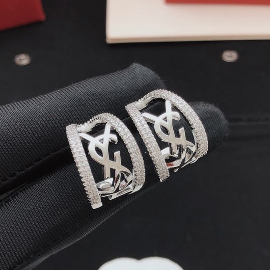Yves Saint Laurent YSL Polished Brass Drop Earrings