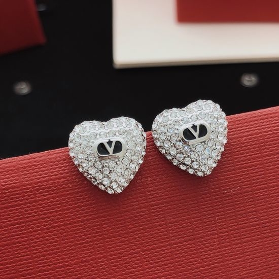 Valentino Romantic Heart Brass Stud Earrings