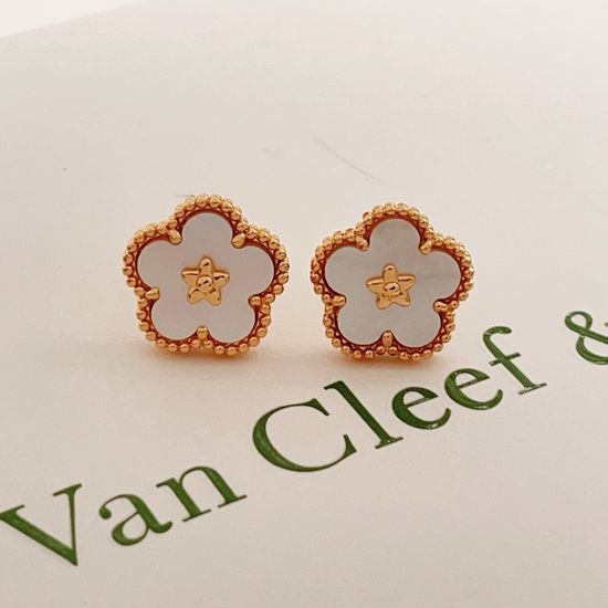 Van Cleef & Arpels VCA Rose Gold Mother of Pearl Brass Earrings