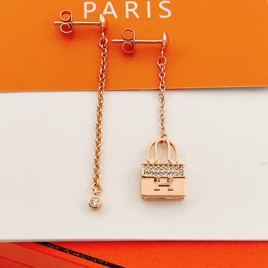 Hermes Rose Gold Tassel Double Lock Earrings
