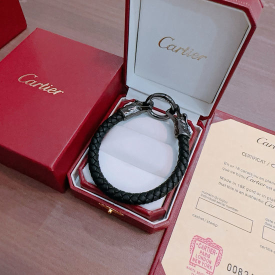 Cartier Vintage Leather Gold Bracelet Handmade Jewelry