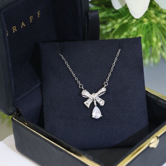 Graff Bow Necklace Inlaid Zircon Elegant Style