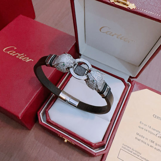 Cartier Vintage Leather Gold Bracelet Handmade Jewelry