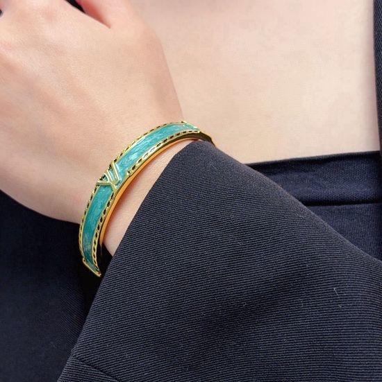 Louis Vuitton LV Dainty Gold Logo Engraved Bangle