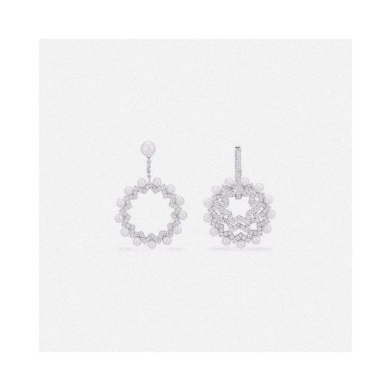 Apm monaco Asymmetric Sun Pearl Drop Earrings