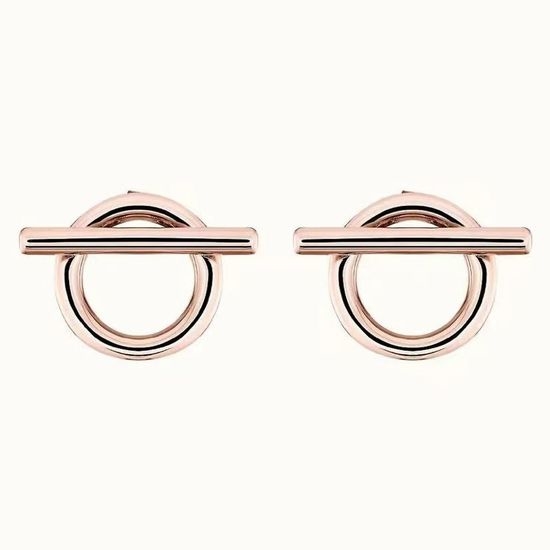 Hermes Hollow Out Heart Stud Earrings