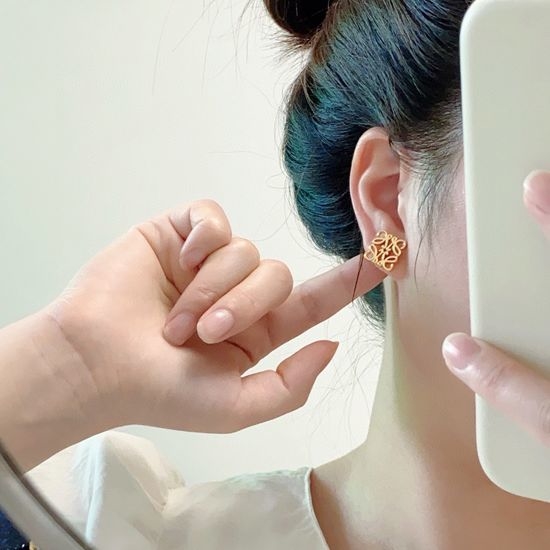 Loewe Vintage Gold Square Stud Earrings