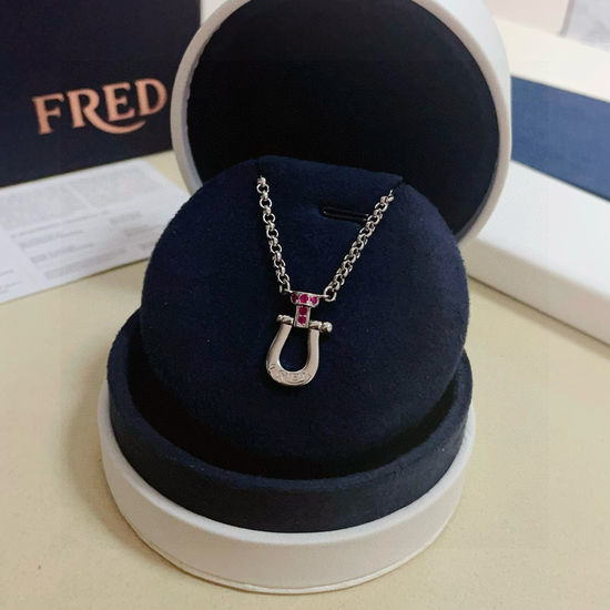 Fred Full Diamond Horseshoe Buckle Necklace