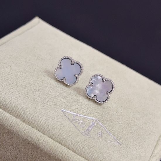 Van Cleef & Arpels VCA Diamond Inlaid Clover Earrings