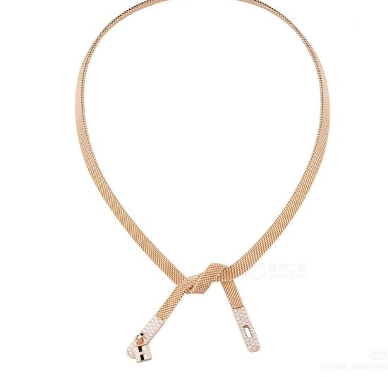 Hermes Full Zircon Gold Plated Necklace