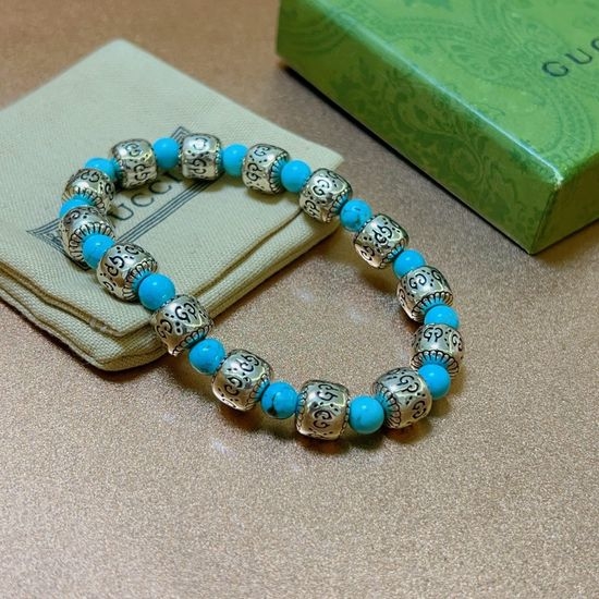 Gucci Vintage Beaded Bracelet Turquoise Jewelry
