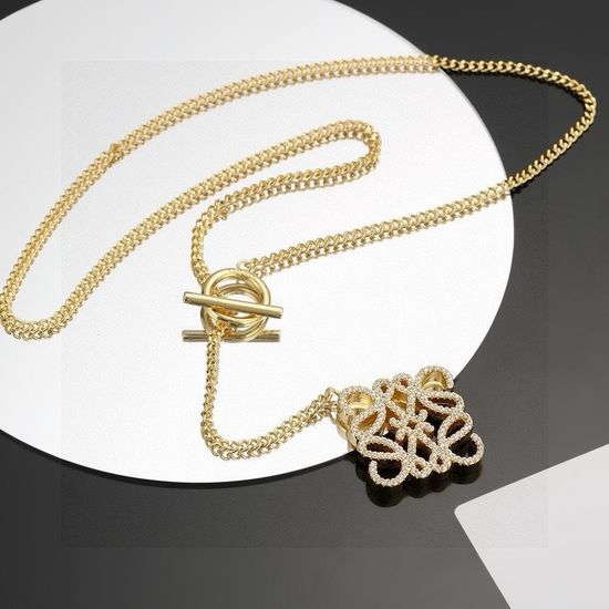 Loewe Sparkling Zircon Inlaid Necklace Stylish All-match Accessory