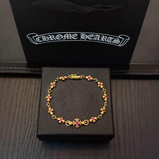 Chrome Hearts Pink Diamond Cross Vintage Bracelet