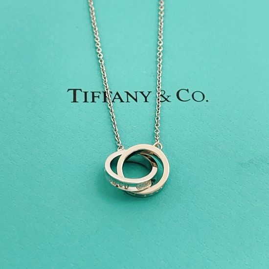 Tiffany & Co. Unique Design Silver Double Ring Necklace