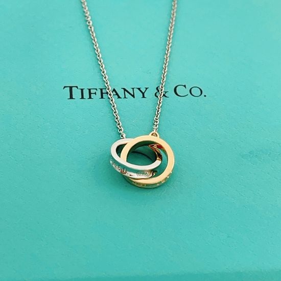 Tiffany & Co. Two Tone Interlocking Ring Brass Necklace