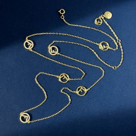 Fendi Hollow Round Long Pendant Sweater Necklace