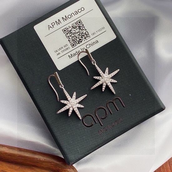 Apm monaco Sterling Silver Star Dangle Earrings