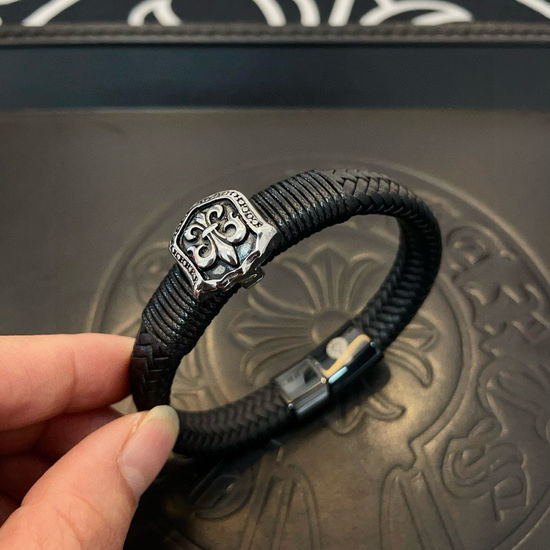 Chrome Hearts Vintage Floral Leather Rope Bracelet