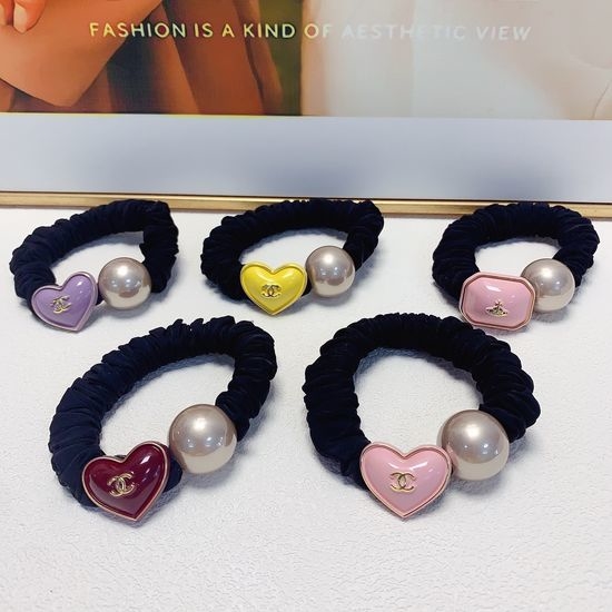 Chanel Heart Pearl Hair Tie Scrunchie