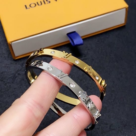 Louis Vuitton LV 14K Gold Plated Bangle