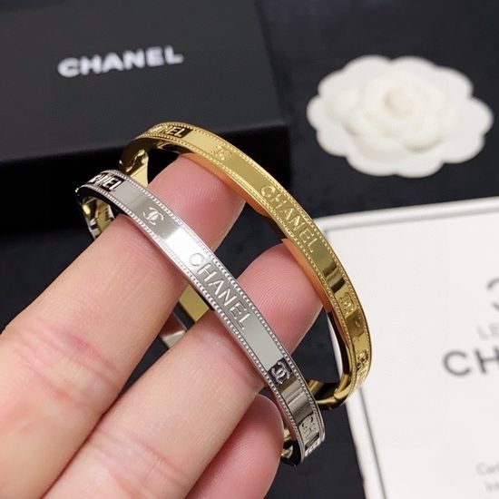Chanel Engraved Logo Classic Bangle