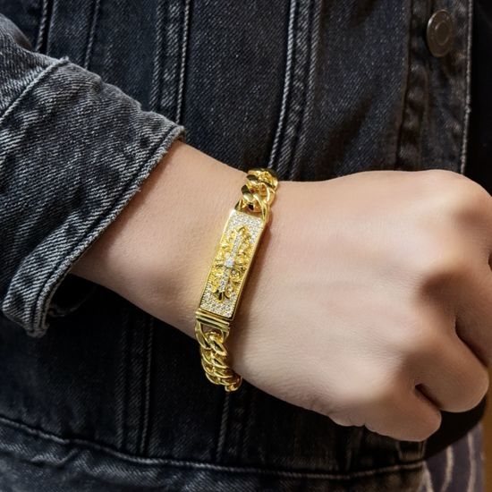 Chrome Hearts Vintage Polished Diamond Cross Bracelet