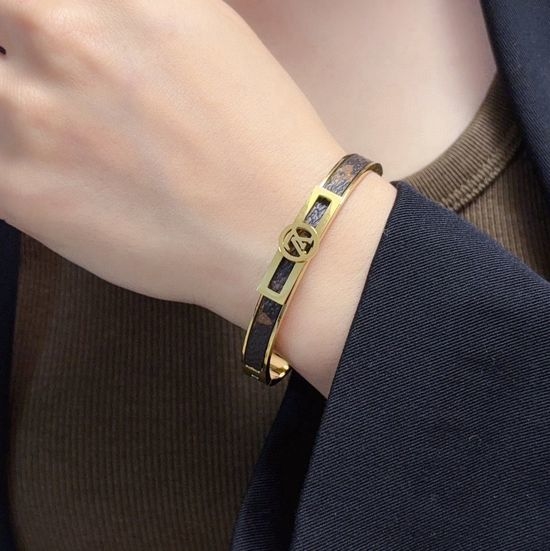 Louis Vuitton LV Engraved Bangle Unique Retro Design Durable