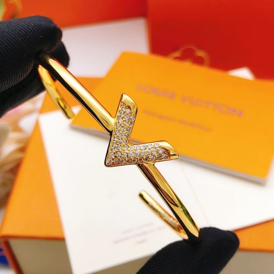 Louis Vuitton LV V-Shaped Rhinestone Bangle Bracelet