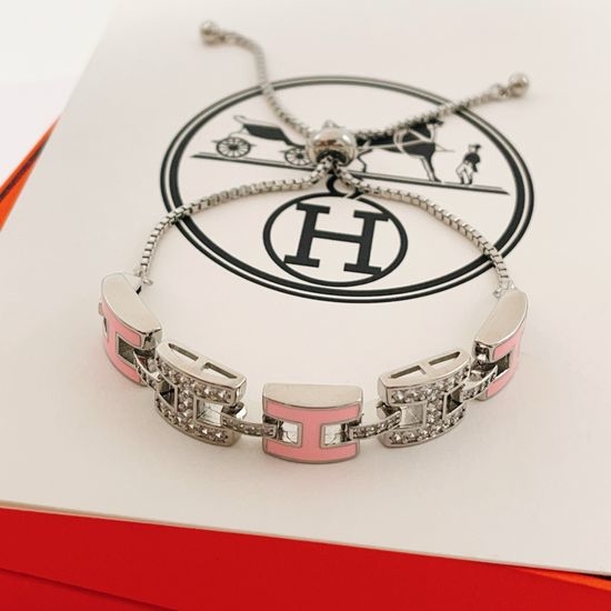 Hermes Silver Letter Drawstring Bracelet