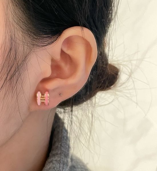 Hermes Mini Enamel Stud Earrings