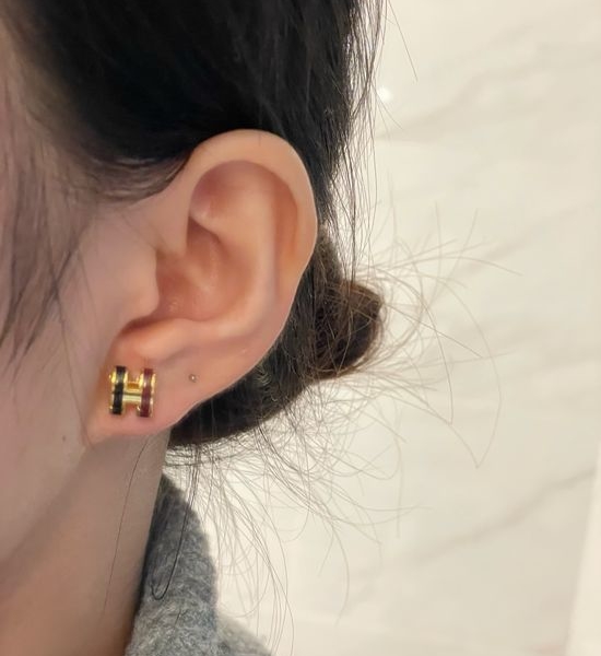 Hermes Mini Enamel Stud Earrings