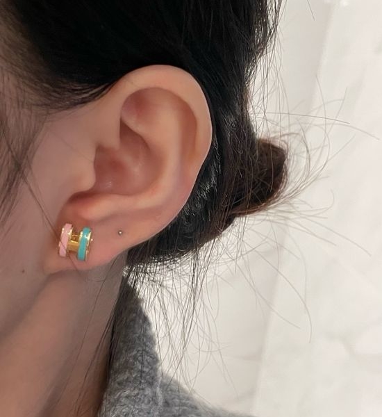 Hermes Mini Enamel Stud Earrings