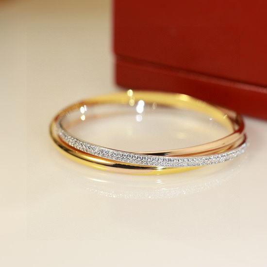 Cartier Three Ring Tri Color Bangle Bracelet