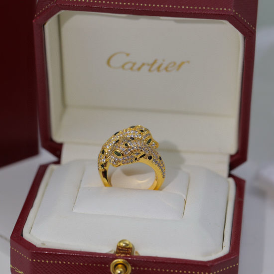 Cartier Full Diamond Double Panther Head Ring