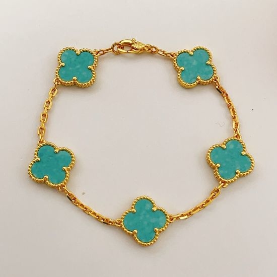 Van Cleef & Arpels VCA Gold Light Green Mother of Pearl Bracelet