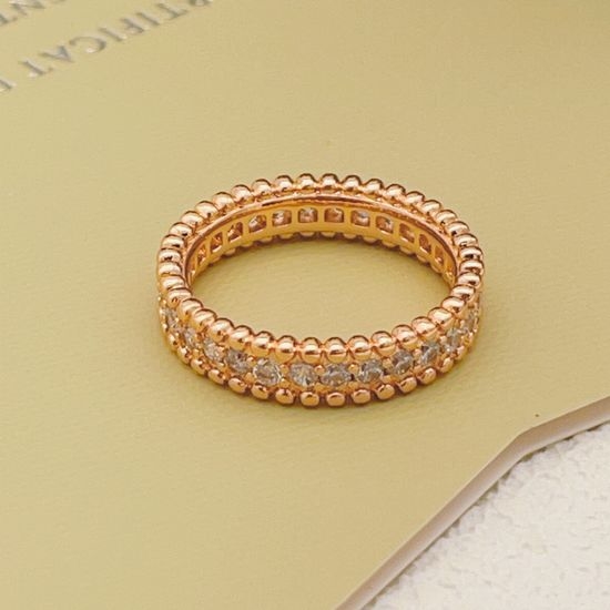 Van Cleef & Arpels VCA Rose Gold Beaded Narrow Diamond Ring