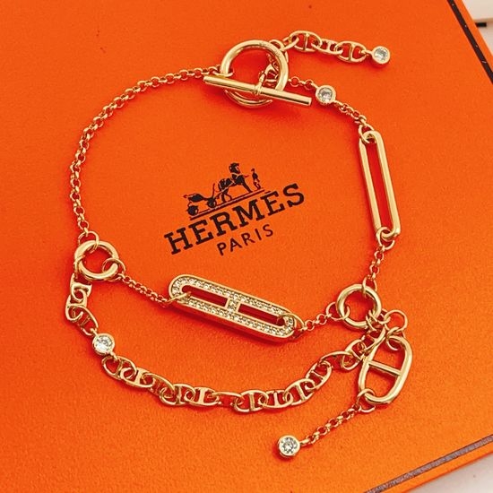 Hermes Rose Gold Tassel Diamond Bracelet