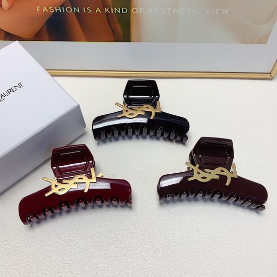 Yves Saint Laurent YSL Logo Acetate Hair Claw Clip